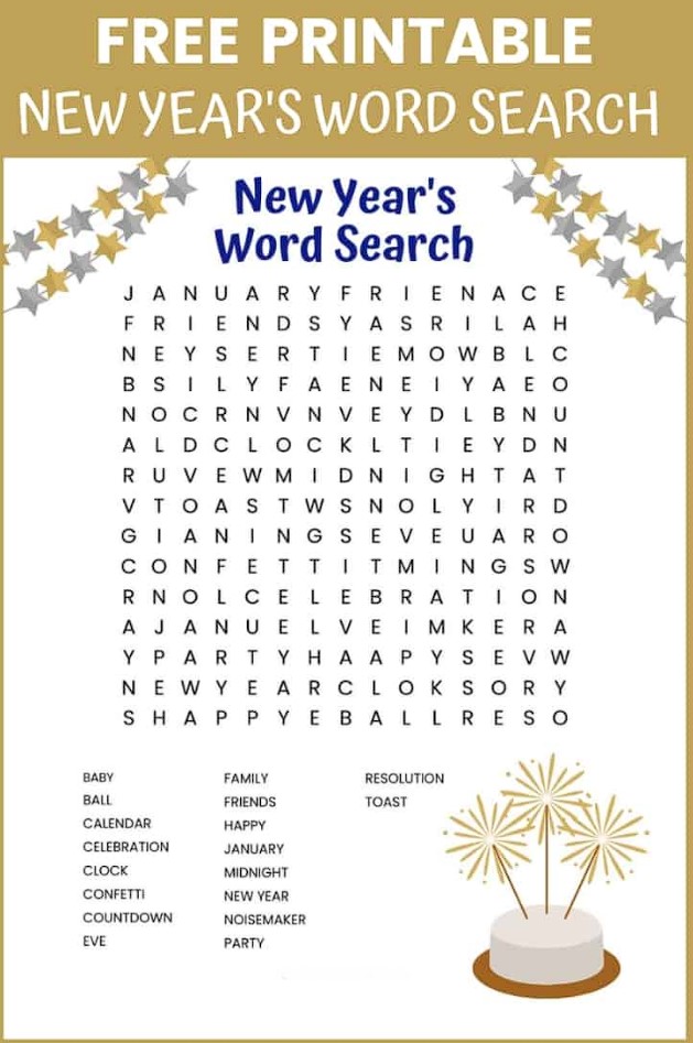 New Year Word Search Printable