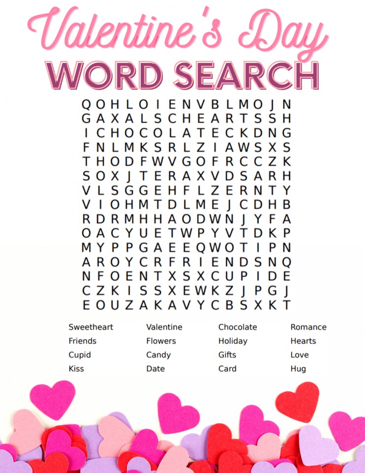 Valentines Word Search Printables