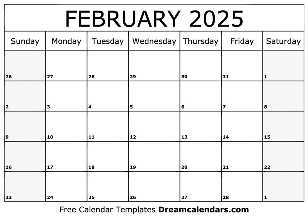 Feb 2025 Calendar Printable - template.insidethehood.com