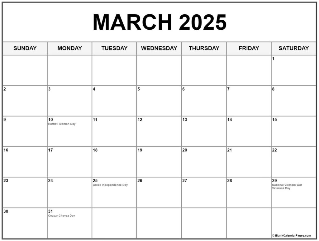 March 2025 Calendar Pdf With Holidays Nissy Andriana