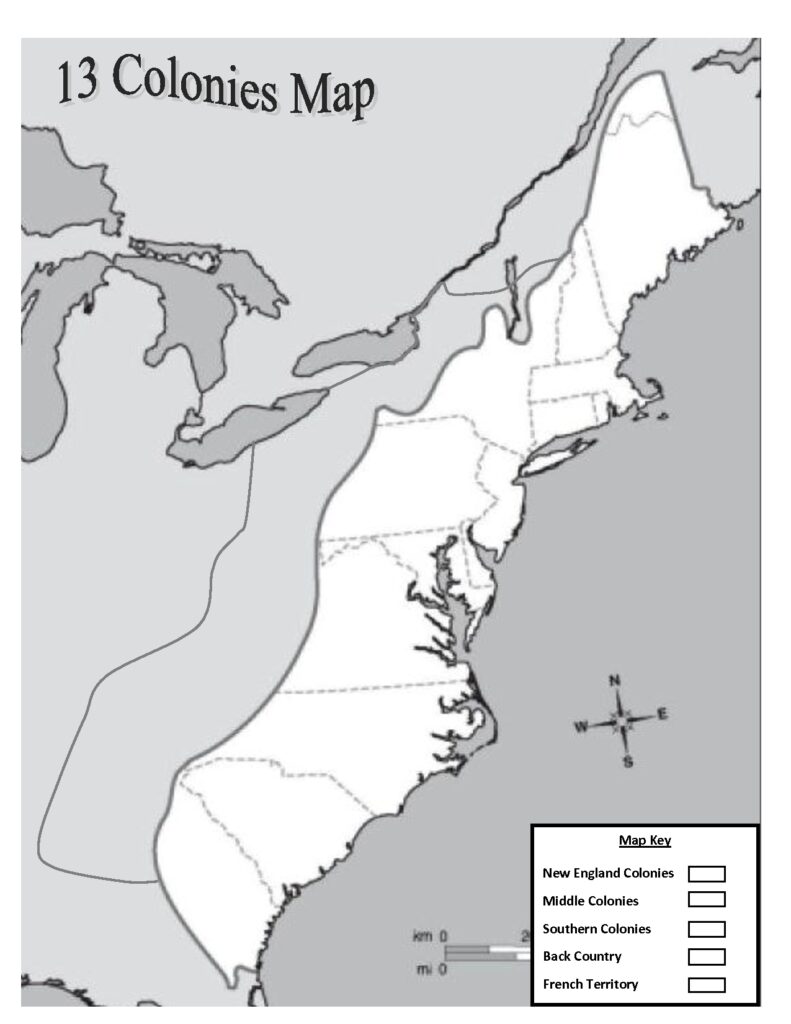 13 Colonies Printable Map