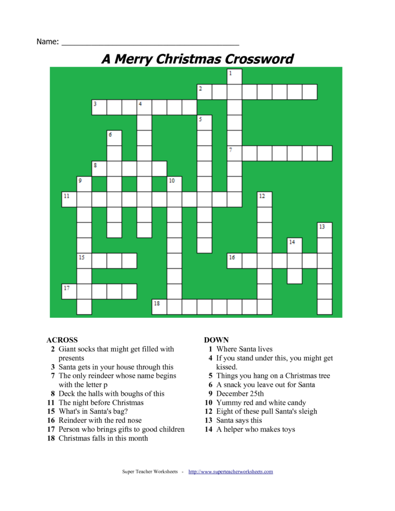 17 Fun Printable Christmas Crossword Puzzles Kitty Baby Love