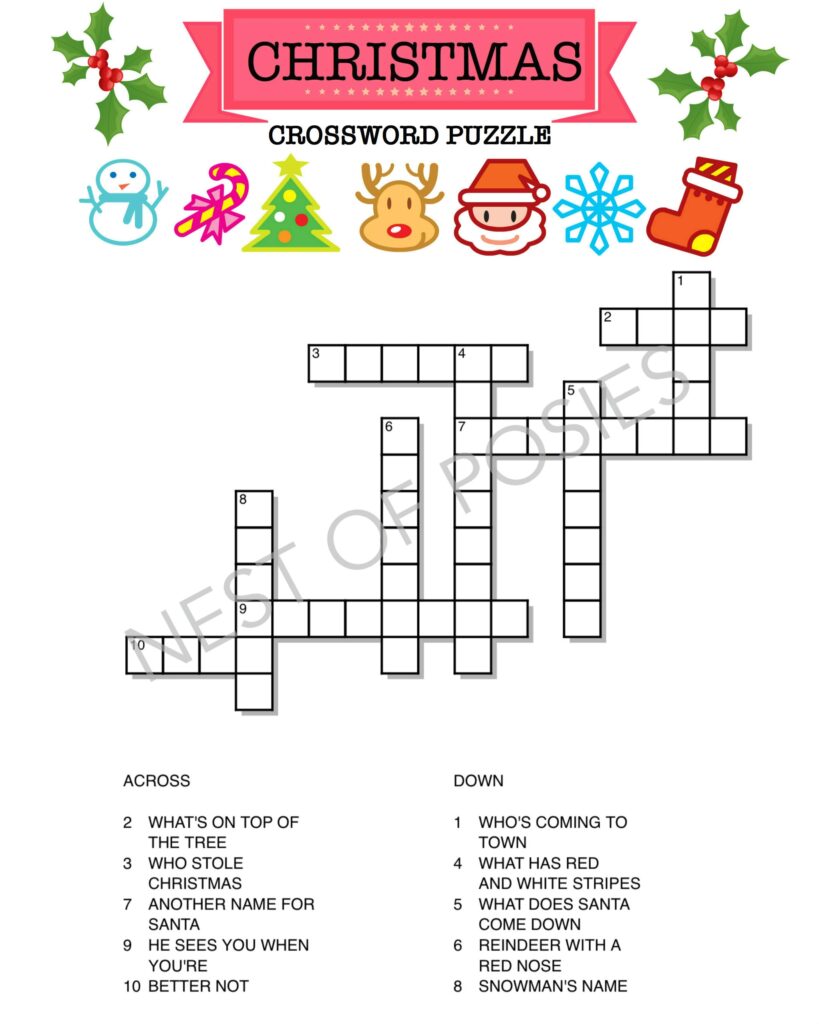 Christmas Crossword Puzzles Printable