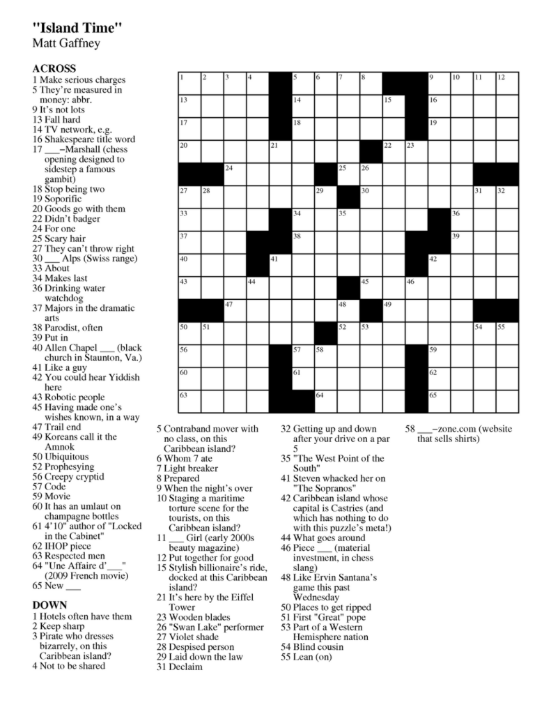 Daily Commuter Crossword Puzzle Printable Pdf