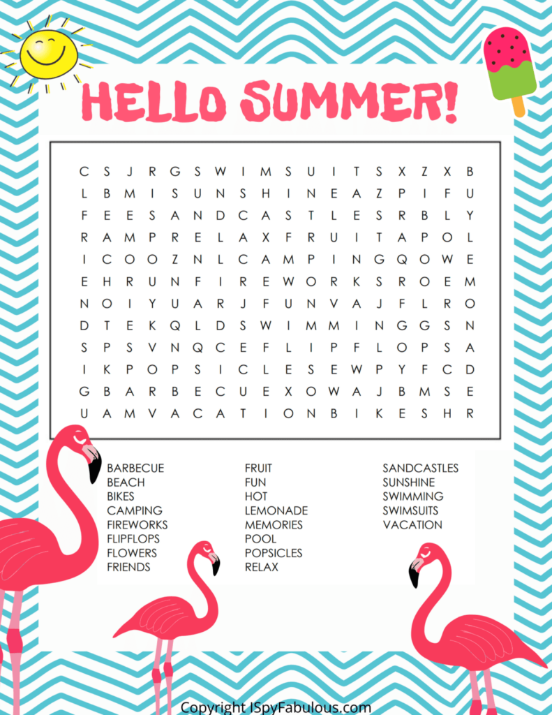 Free Printable Summer Word Search