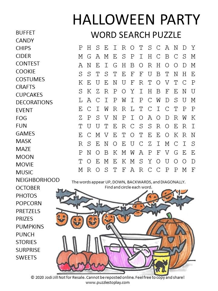 Halloween Party Word Search Puzzle Puzzles To Play Free Word Search