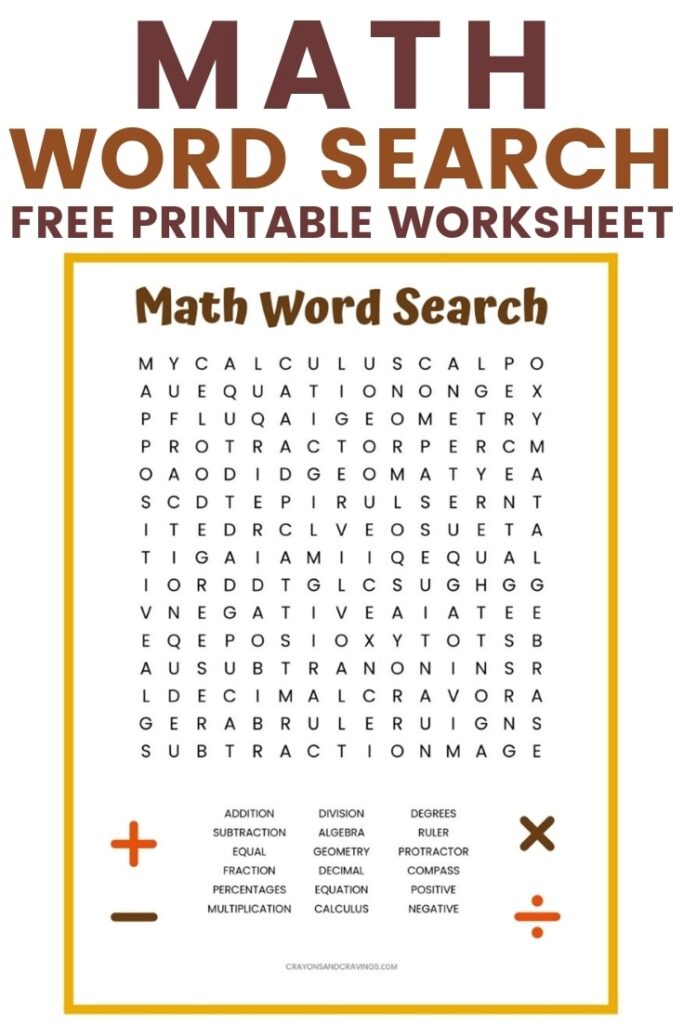 Math Word Search Printable