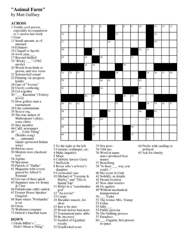 Merl Reagle Printable Crossword Puzzles