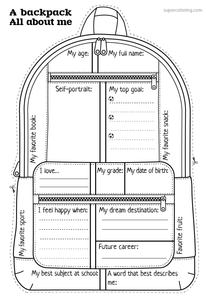 Printable All About Me Backpack Template