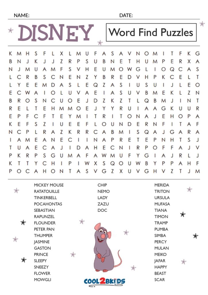 Printable Disney Word Search