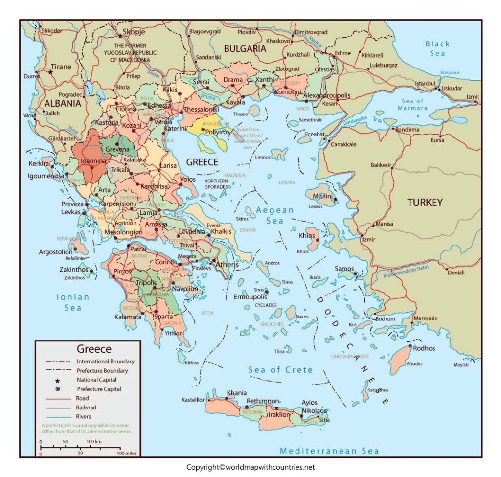 Printable Map Of Greece