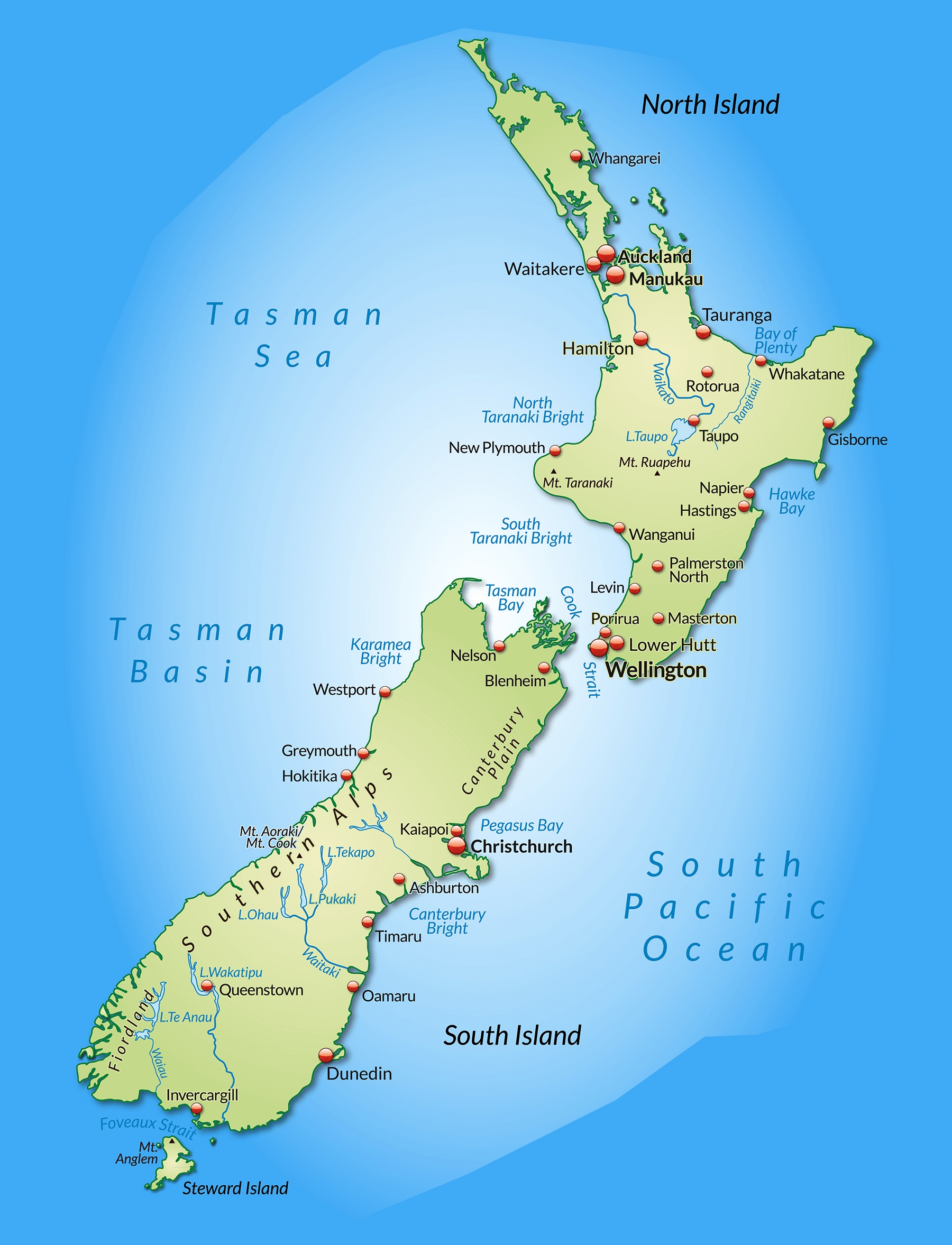 Printable Map Of New Zealand