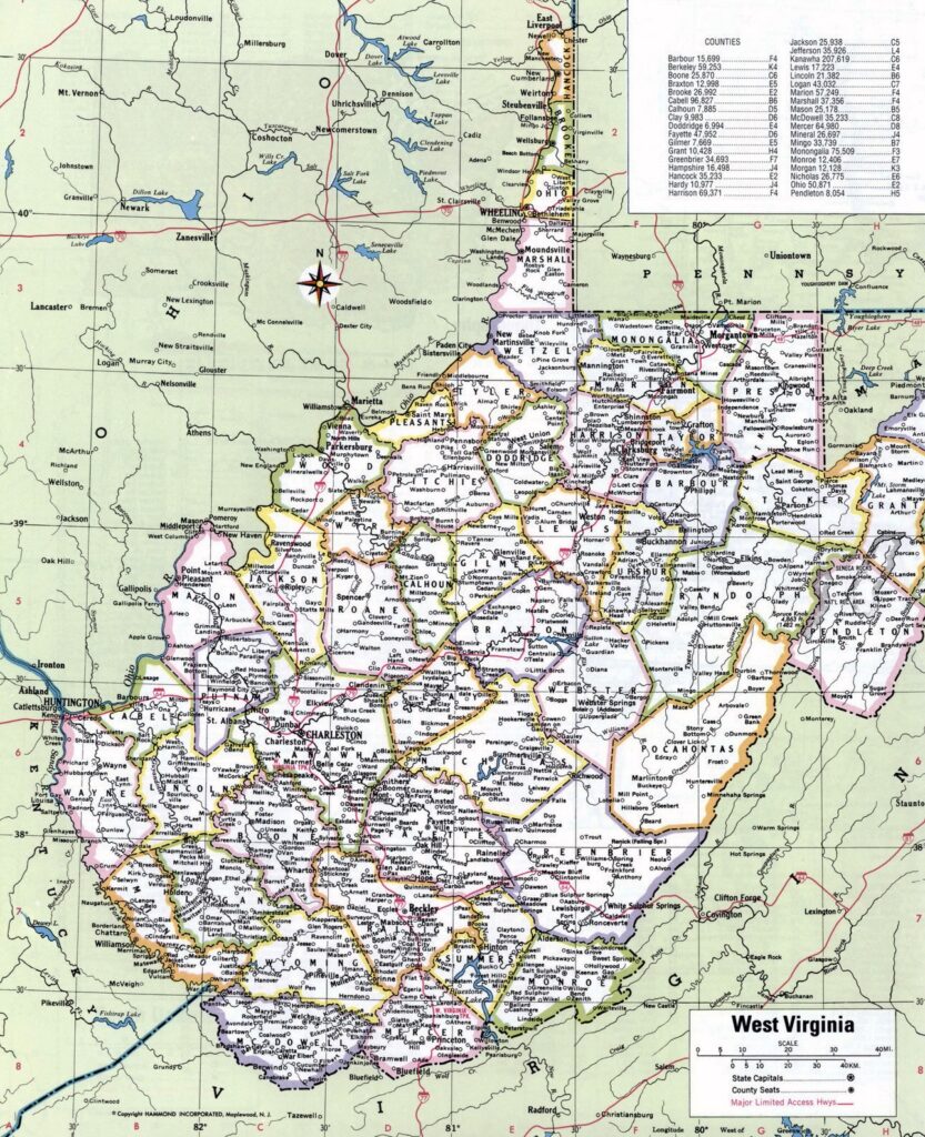 Printable Map Of West Virginia