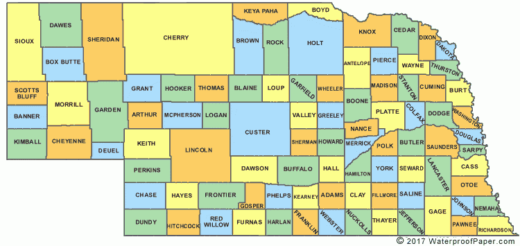 Printable Nebraska Maps State Outline County Cities