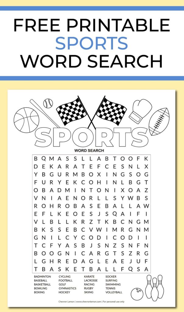 Printable Sports Word Search