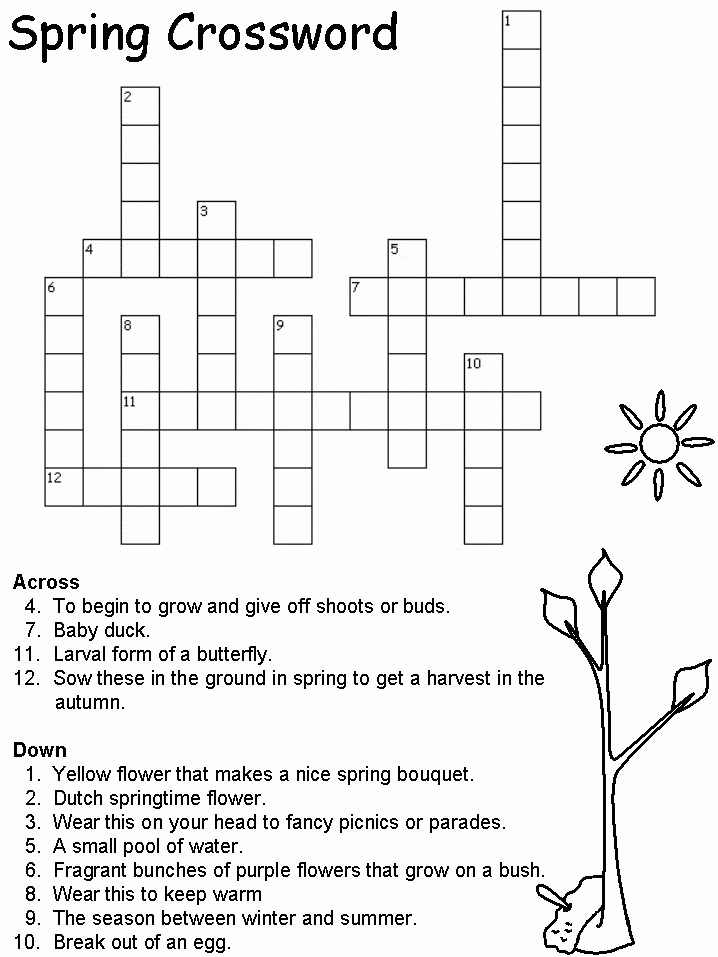 Spring Crossword Puzzles Printable