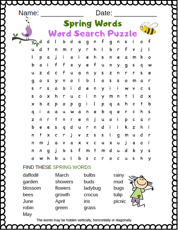 Spring Word Search Puzzle FREE Printable Word Search Puzzletainment