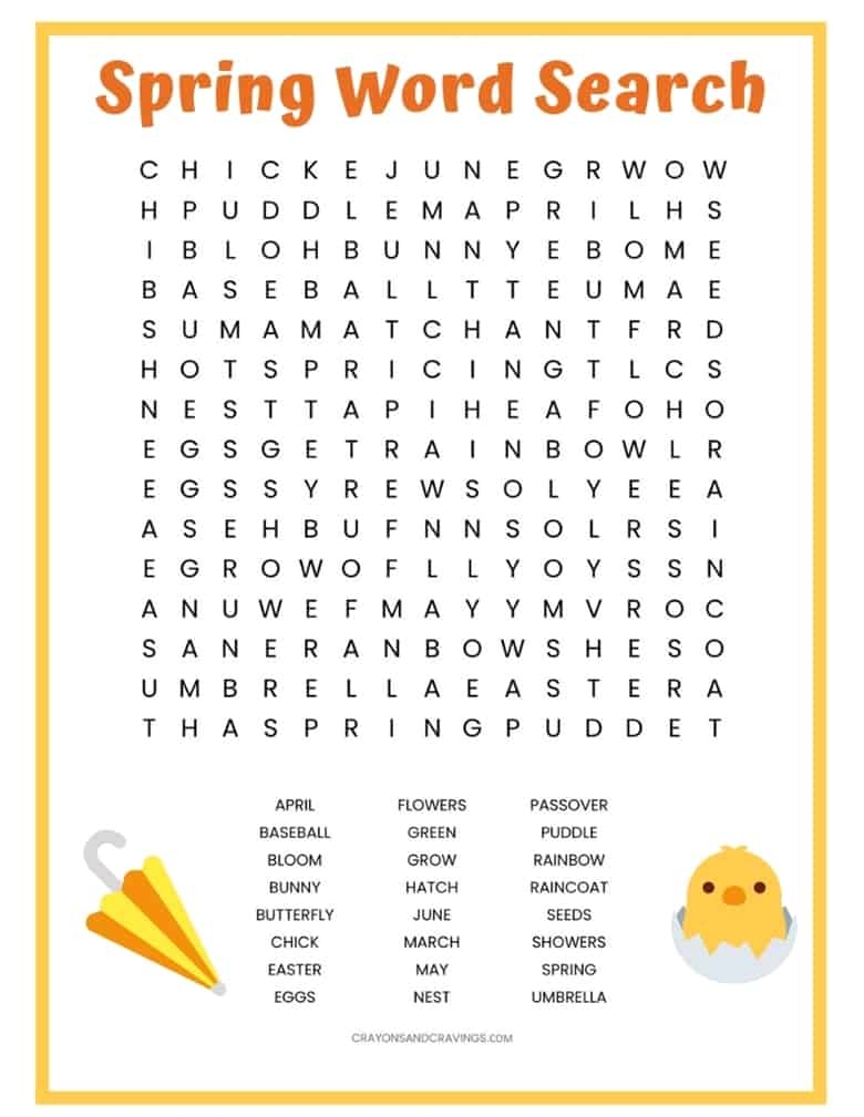 Spring Word Searches Printable