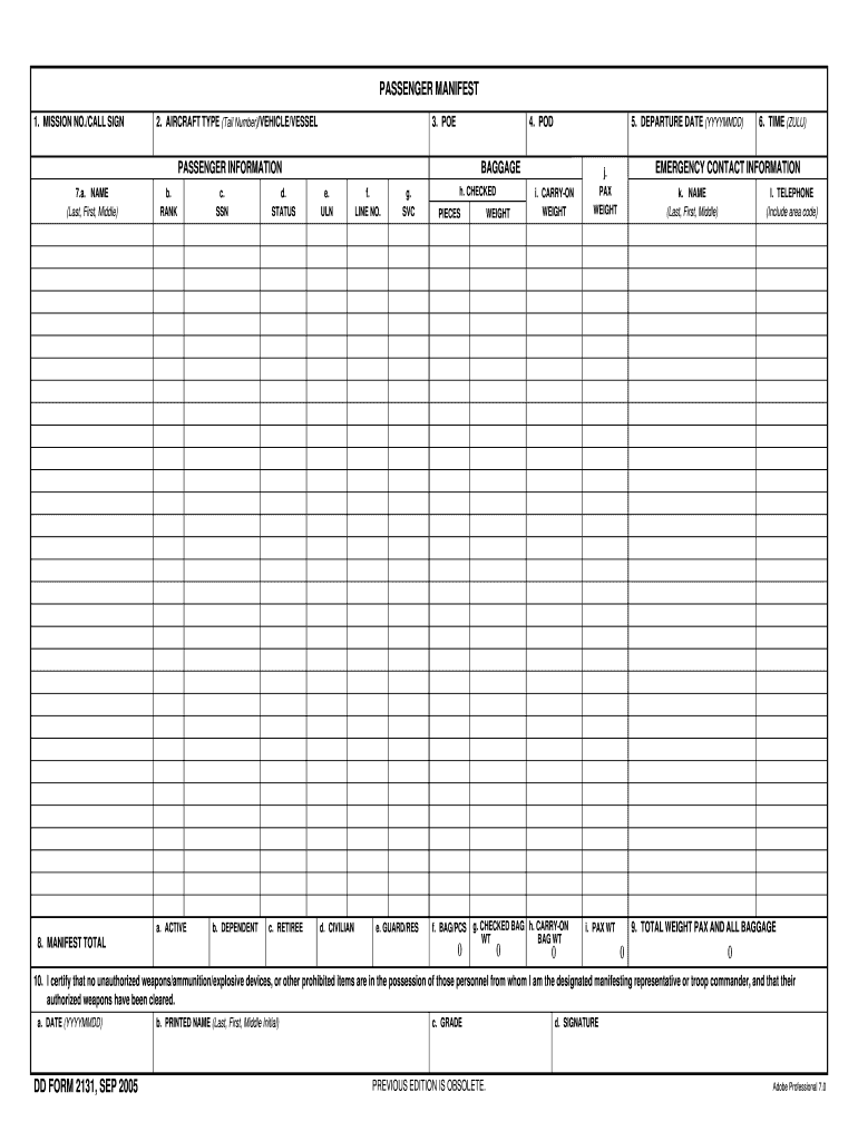 Travel Manifest Form 2020 Fill And Sign Printable Template Online