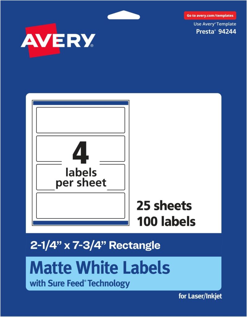 Amazon Avery Printable Wraparound Rectangle Labels 7 85 X 1 75 