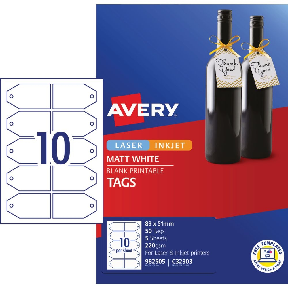 Avery Gift Tags 89 X 51mm 50 Pack Officeworks