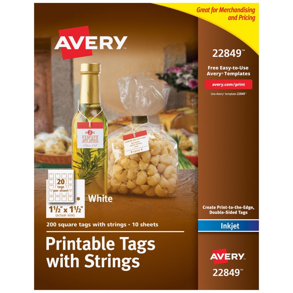 Avery Printable Tags With Strings 1 1 2 X 1 1 2 200 Tags 22849 