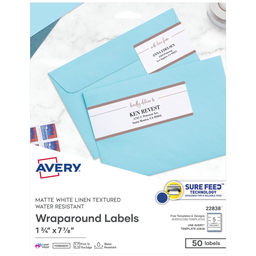 Avery Printable Wraparound Rectangle Labels 7 85 X 1 75 Textured 