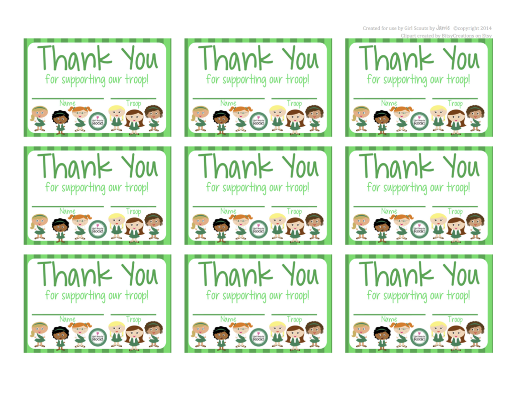 Fashionable Moms Girl Scouts FREE Printable Thank You Cards Girl 